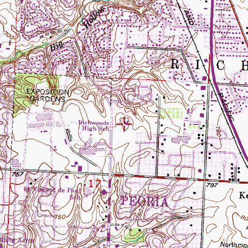 Topographic Map of First Christian Church, IL