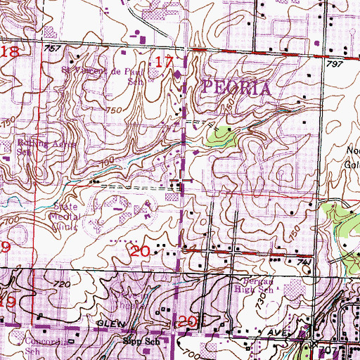 Topographic Map of First Church of the Nazarene, IL