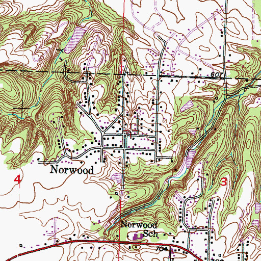 Topographic Map of First Norwood Mennonite Church, IL