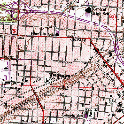 Topographic Map of First United Methodist Church, IL
