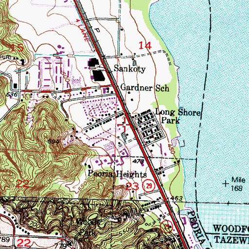 Topographic Map of Galena Road Baptist Church, IL