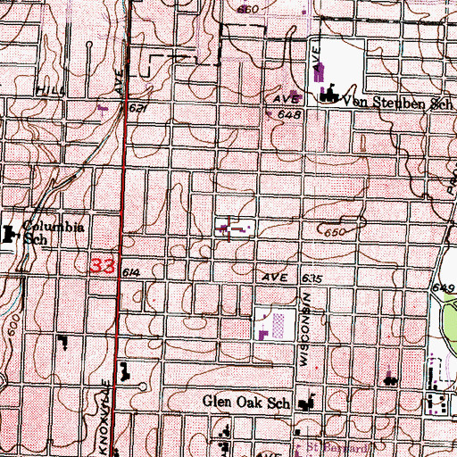 Topographic Map of Gift Avenue School, IL