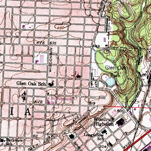 Topographic Map of Glen Oak Christian School, IL