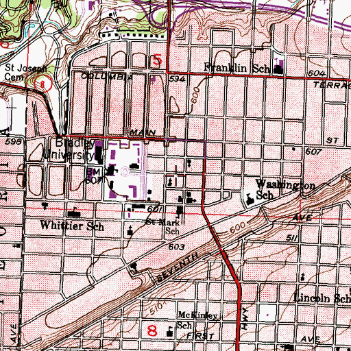 Topographic Map of Global Communications System Building, IL