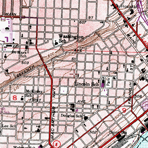 Topographic Map of Grace Baptist Church, IL