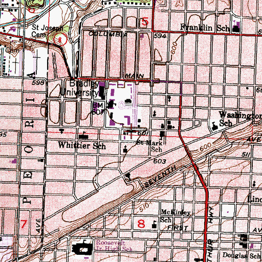 Topographic Map of Heuser Hall, IL