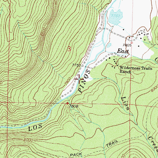 Topographic Map of Lion Creek, CO
