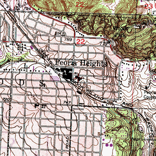 Topographic Map of Kelly Avenue Elementary School, IL