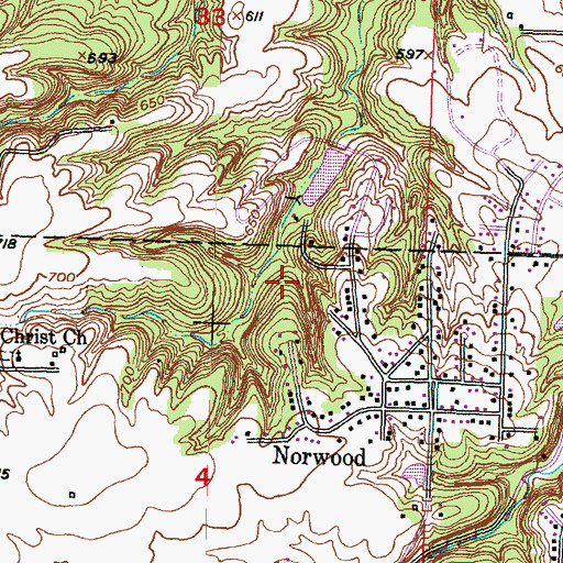 Topographic Map of Kickapoo Park, IL
