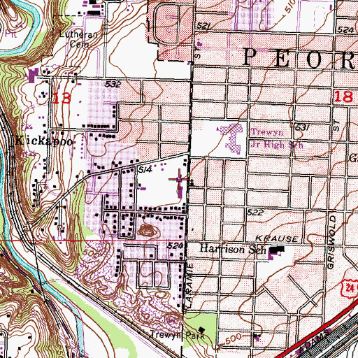 Topographic Map of Laramie Street Baptist Church, IL