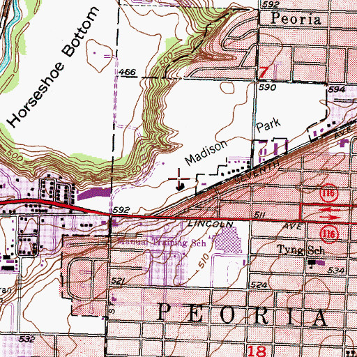 Topographic Map of Madison Municipal Golf Course, IL