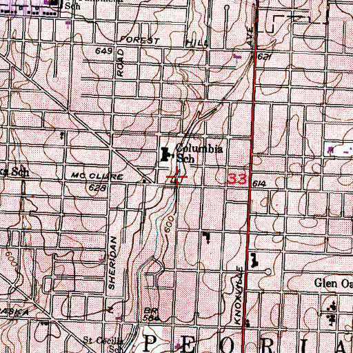 Topographic Map of McClure Branch Library, IL