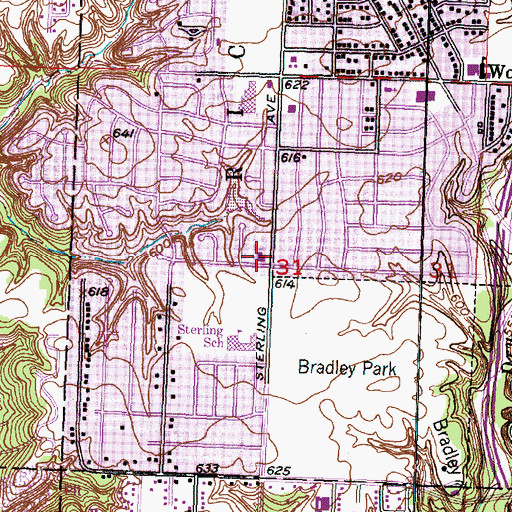 Topographic Map of Memorial Christian Church, IL