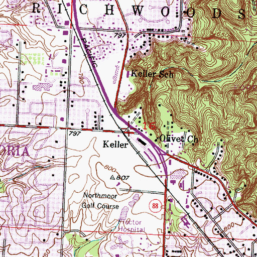 Topographic Map of Midstate College, IL
