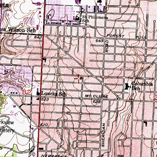 Topographic Map of Mount Calvary Lutheran Church, IL