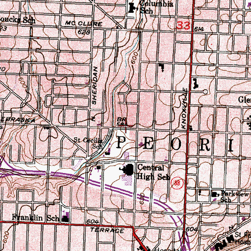 Topographic Map of Mount Moriah Missionary Baptist Church, IL