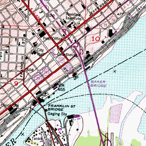 Topographic Map of Municipal River and Rail Terminal, IL