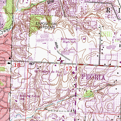 Topographic Map of Norhtmoor Primary School, IL