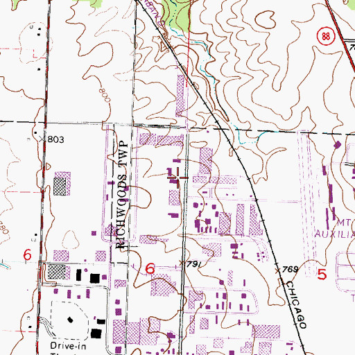 Topographic Map of Northwood Community Church, IL