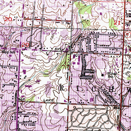 Topographic Map of Oak Park Center Shopping Center, IL