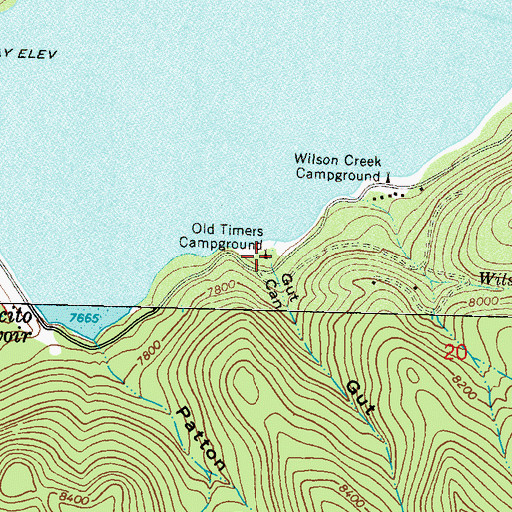 Topographic Map of Old Timbers Campground, CO