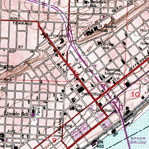 Topographic Map of Peoria Alternative High School, IL