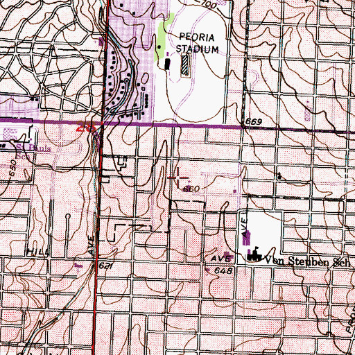 Topographic Map of Peoria Christian School, IL