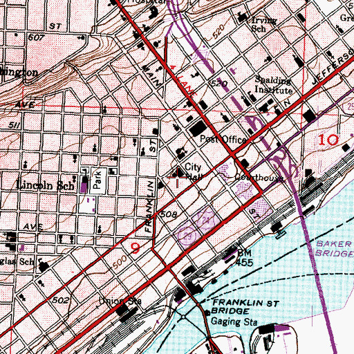 Topographic Map of Peoria Civic Center, IL