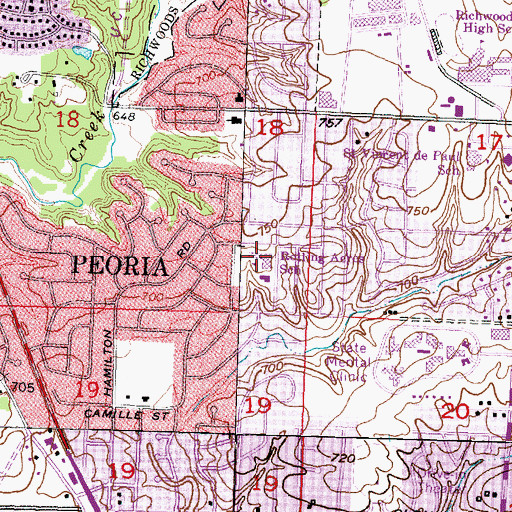 Topographic Map of Peoria Developmental Center, IL