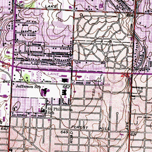 Topographic Map of Peoria Hebrew Day School, IL