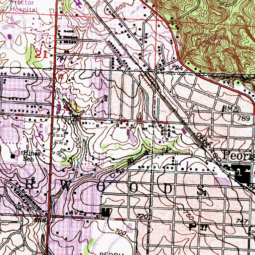 Topographic Map of Peoria Heights High School, IL