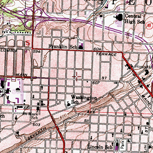 Topographic Map of Peoria Outreach Center, IL