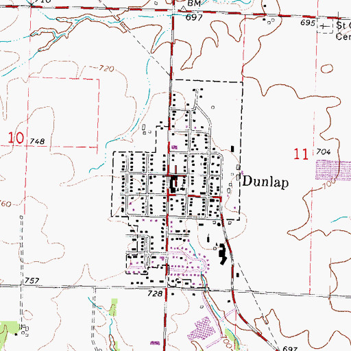 Topographic Map of Pioneer Junior High School, IL