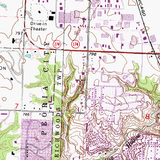 Topographic Map of Pioneer Square Shopping Center, IL