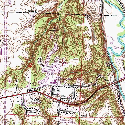 Topographic Map of Pleasant Valley School North, IL