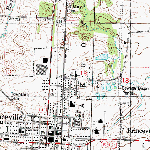 Topographic Map of Princeville United Methodist Church, IL