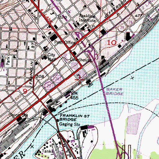 Topographic Map of Riverfront Amphitheater, IL