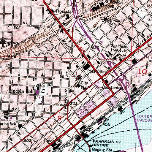 Topographic Map of Sacred Hearth School, IL