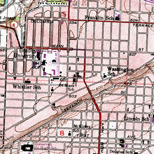 Topographic Map of Saint Marks Church, IL