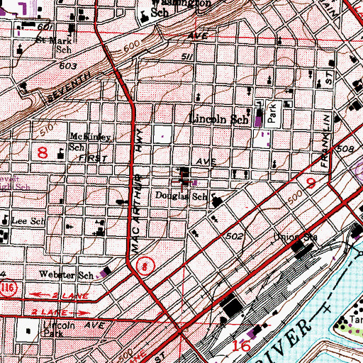 Topographic Map of Saint Martin de Porres Church, IL
