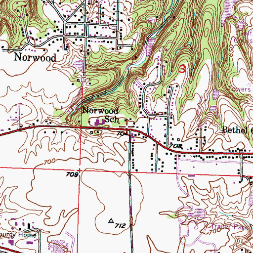 Topographic Map of Second Baptist Church, IL
