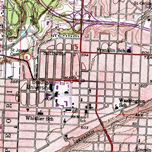 Topographic Map of University Branch Library, IL