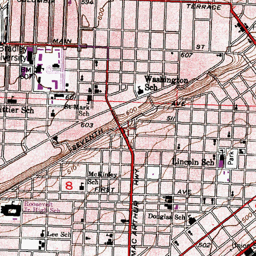 Topographic Map of Ward Chapel African Methodist Episcopal Church, IL