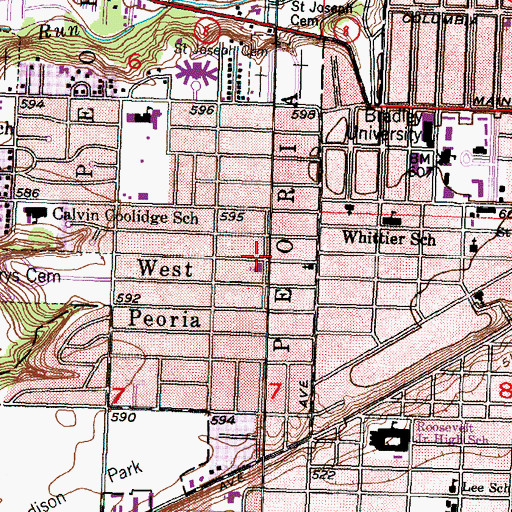 Topographic Map of West Bluff Christian Church, IL