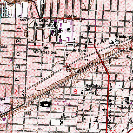 Topographic Map of Westminster Presbyterian Church, IL