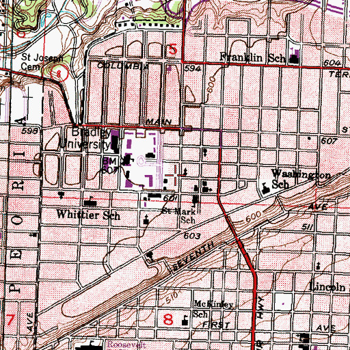 Topographic Map of Williams Hall, IL