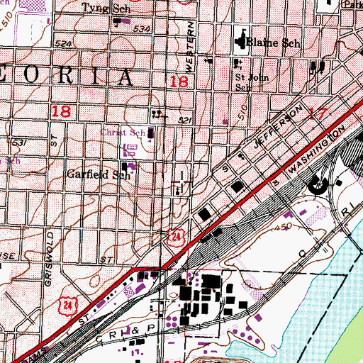 Topographic Map of Zion Evangelical Lutheran Church, IL