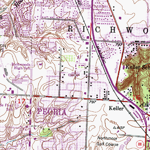 Topographic Map of Charles A Lindbergh Middle School, IL