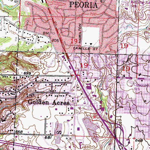 Topographic Map of Glen Hollow Shopping Plaza Shopping Center, IL