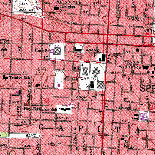 Topographic Map of Capitol Complex Visitors Center, IL